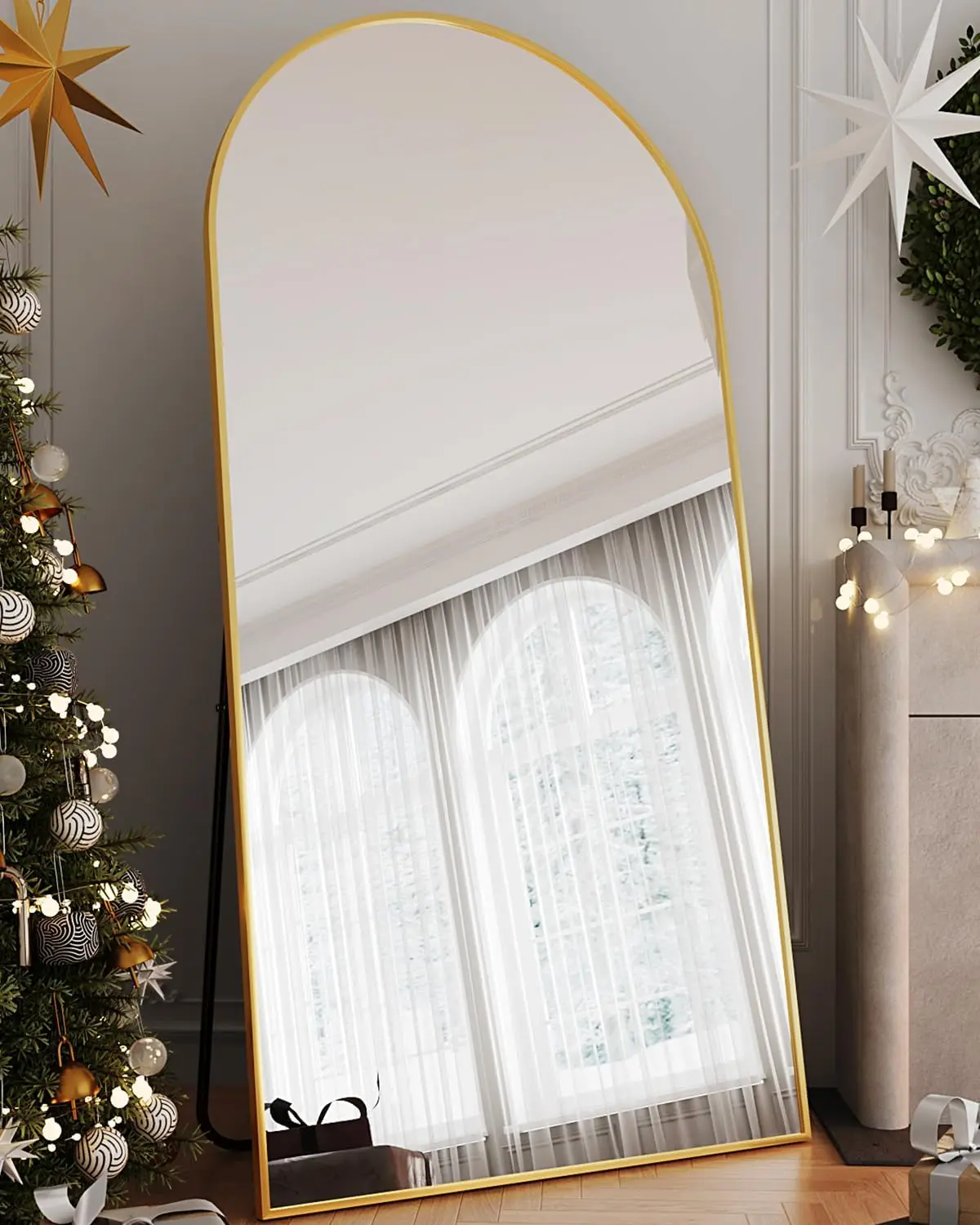 Floor Mirror Freestanding, Floor Standing Full Body with Stand for Bedroom, Hanging Mounted for Living Room