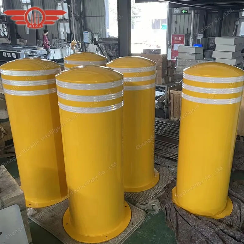 Heavy  Carbon Steel Industrial Crash Surface Mounted Stanchion Metal Fixed Bollard