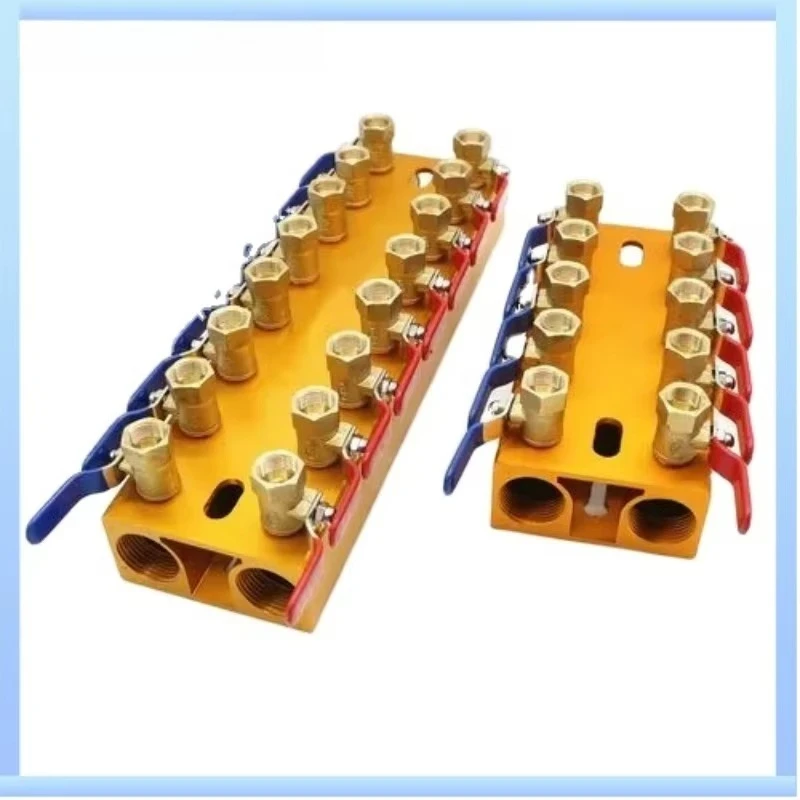 8 In 8 Out Brass Water Manifold With Flow Meter Water RegulatorEquipped With Handle Valve Hydraulic Water Distribution Equipment