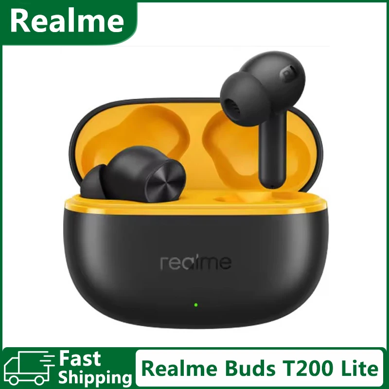 الأصلي Realme Buds T200 Lite Dual-mic Al 12.4 مللي متر محرك باس ديناميكي يصل إلى 48 ساعة تشغيل IPX4 مقاومة للماء