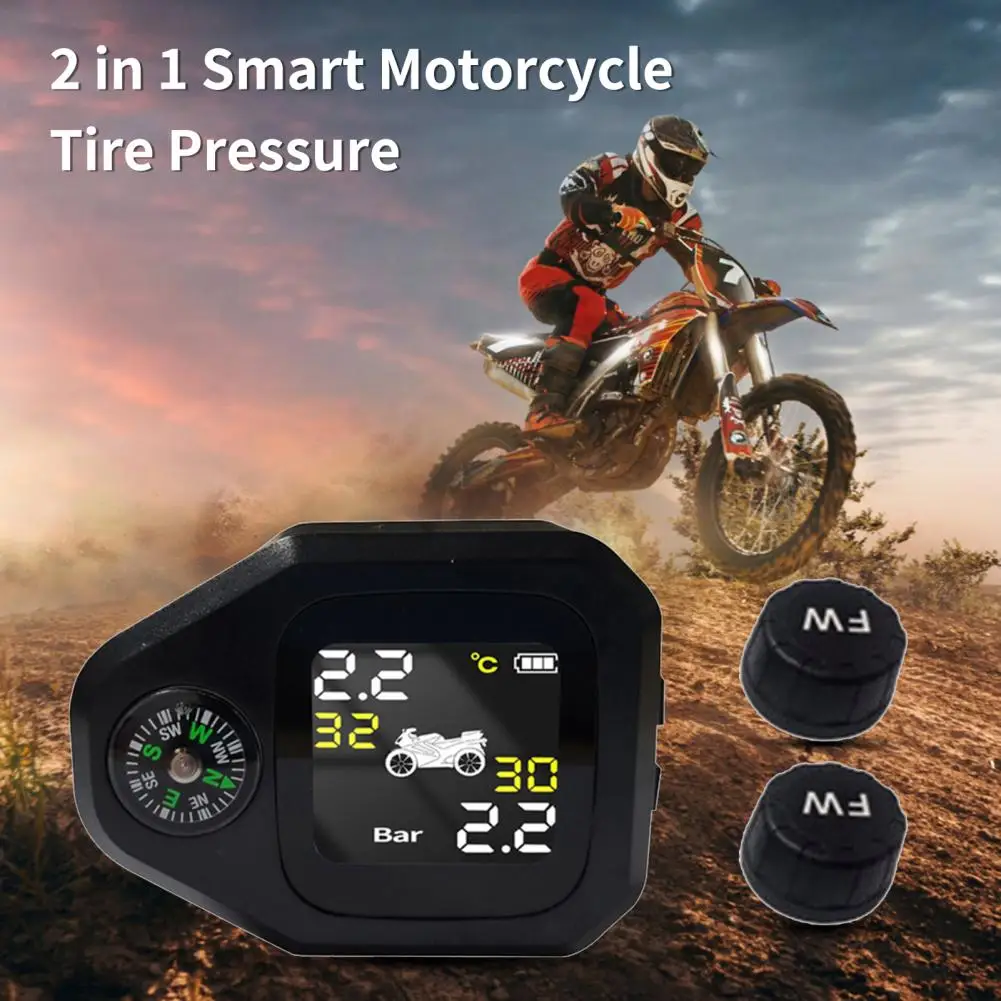 Motorcycle Pressure Monitor  Convenient Waterproof Motorcycle TPMS Monitor System  Safe Tire Pressure Monitor