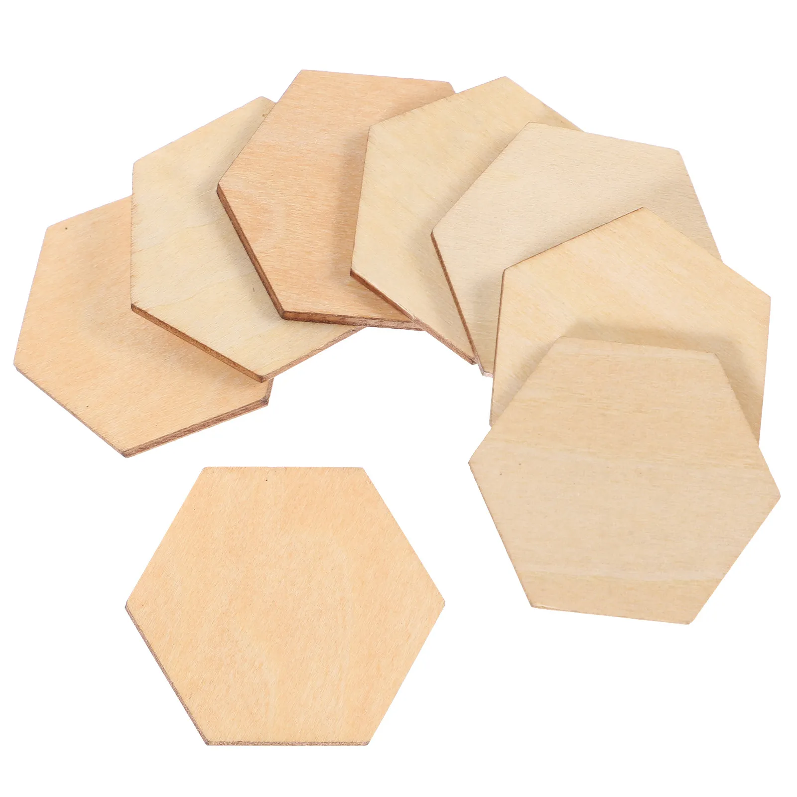 100Pcs 30Mm Natural Wood Hexagonal Pieces Smooth Edges Wooden DIY Craft Ornaments for Holiday Home Desktop Wedding Christmas