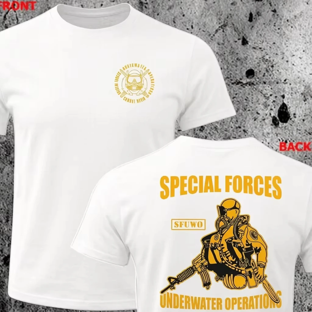 2026 New Tactical Family Matching Oversized Unisex Streetwear T Shirt Diver Explorer Double Sided Print Tee Casual Short Tops