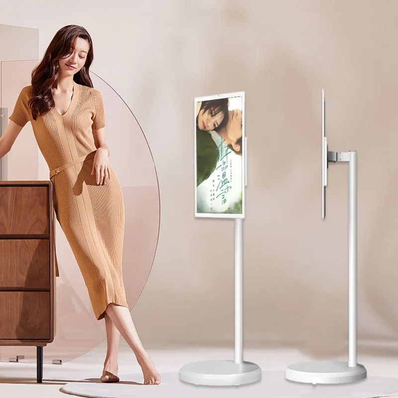 2025 Новый портативный Android 13 светодиодный телевизор 21,5 дюймов HD Smart TV Белый мобильный планшетный ТВ с подвижным экраном для домашнего офиса