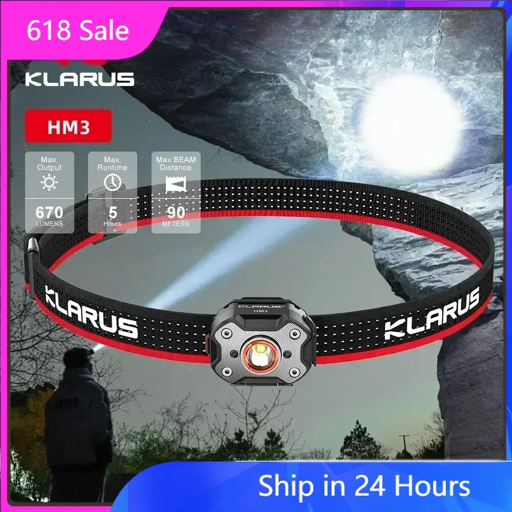 

Klarus HM3 Headlamp Portable Mini Micro USB Rechargeable Head Flashlight LED Head Light for Fishing Camping Torch Headlights