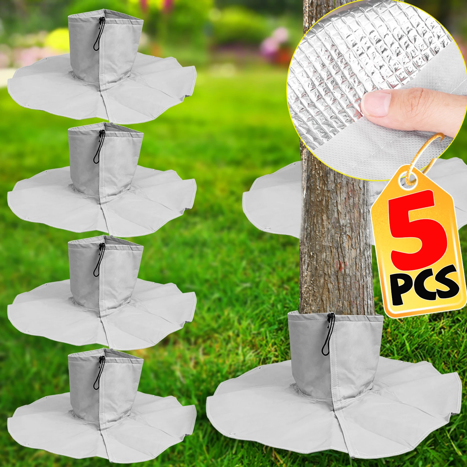 

5/1pcs Tree Root Cover Non-woven Anti Freezing Plants Protectors Bags Home Garden Plant Root Cold Proof Covers with Drawstring