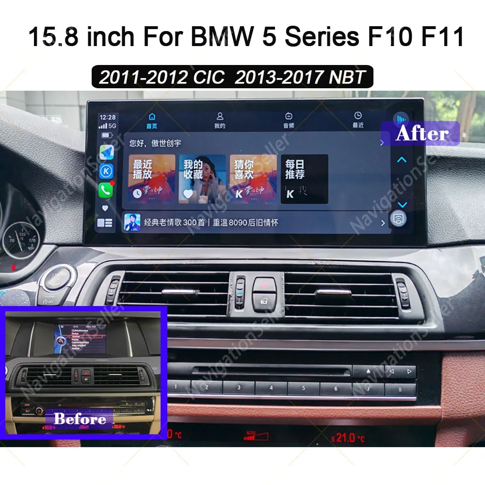 

15.8 Inch Android Autoradio For BMW 5 Series F10 F11 CIC NBT 2011-2017 Carplay Screen Car Multimedia Navigation Radio Head Unit