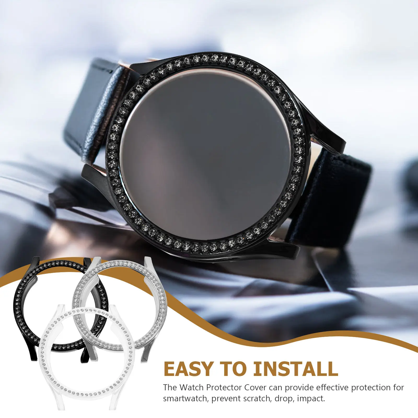 3Pcs Rhinestone Scratch Proof Watch Cover Protective Case Lightweight Full Protection Compatible 4 5 Screen