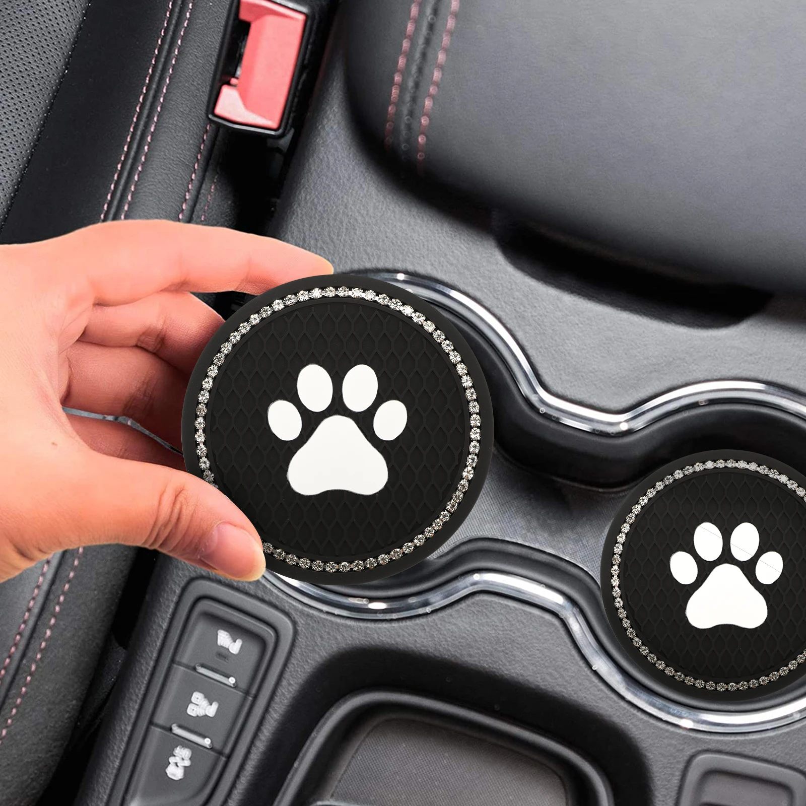 

2 Pcs Cat Paw Coaster Travel Absorbent PVC Cup Mats Classic Color Heat Insulation Car Vintage Fashion Beverage