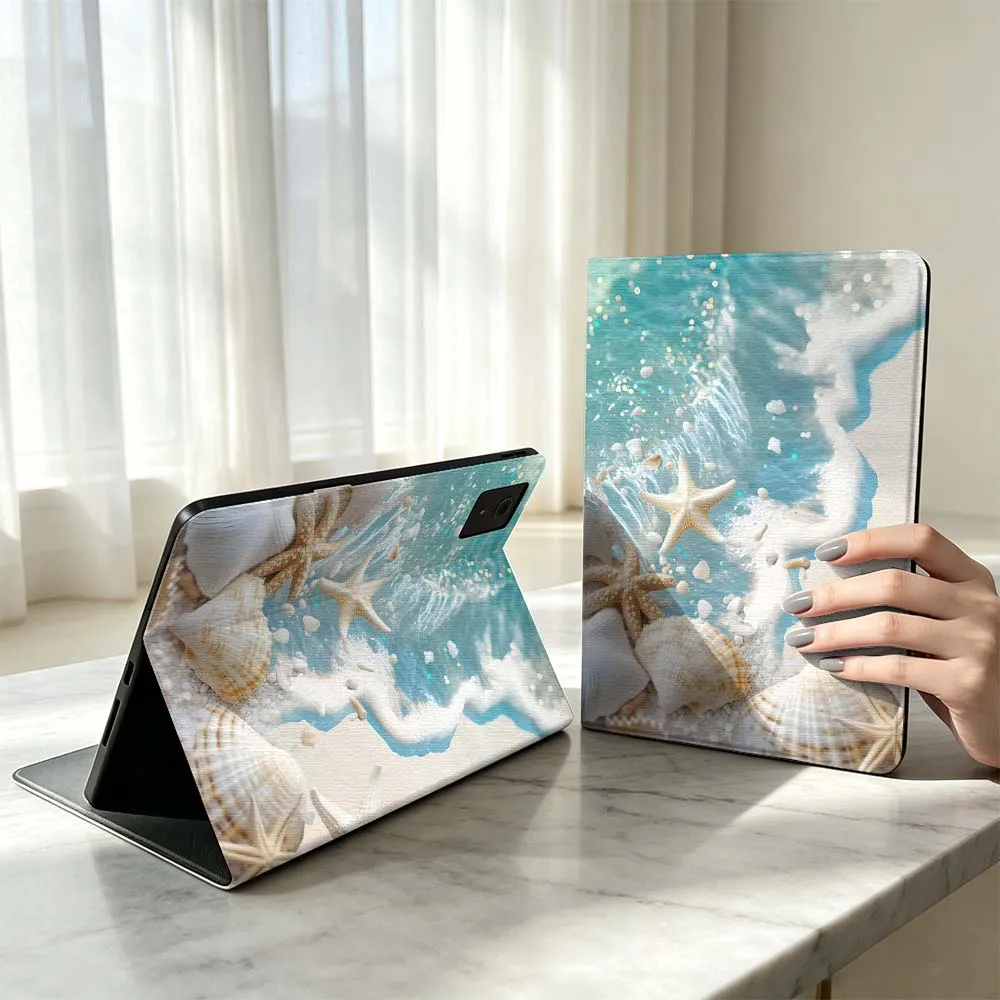 Summer Sea Art Pen Tray For Xiaomi Poco Redmi Pad 8 2 4 C1 6 6S 7 7S SE 9.7 14 11 11.2 12.1 12.5 Inch Tablet Case