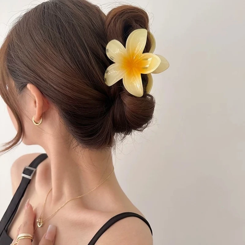 8cm Gradient Egg Flower Hair Accessories Grab Clip Women 2024 New  Summer Flower Hairpins Hawaiian Style Headdress Hair Clips