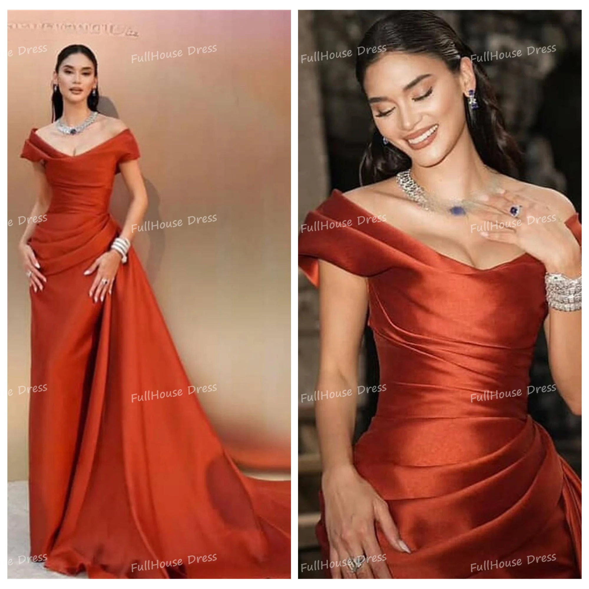 Maßgeschneidertes, modernes, schulterfreies, gestuftes, plissiertes, sexy Meerjungfrau-Abendkleid, rückenfrei, bodenlang, Abschlussball-Partykleid mit Schleppe