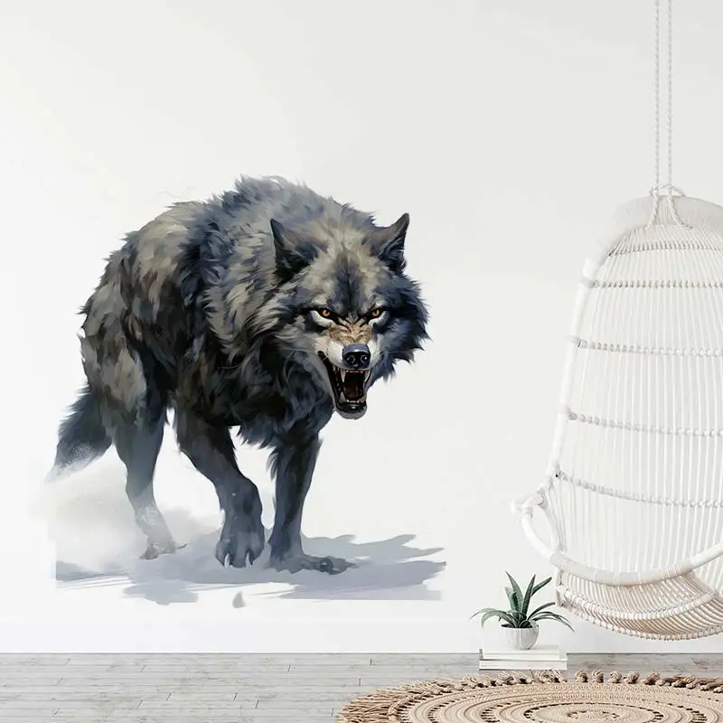 Ferocious Wolf Wall Stickers Living Room Sofa Background decoration Wallpaper For Home Decor Boy Room Art Decals Sticker S344