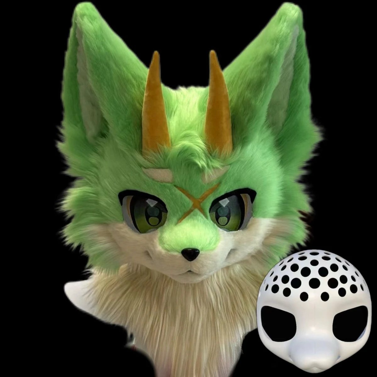 Kemono Base Mask Long Kiss Canidae Wolf Skull Cute Fiery Eyes Head Shell Furry Beast Costume 3D Printing Anime Accessories