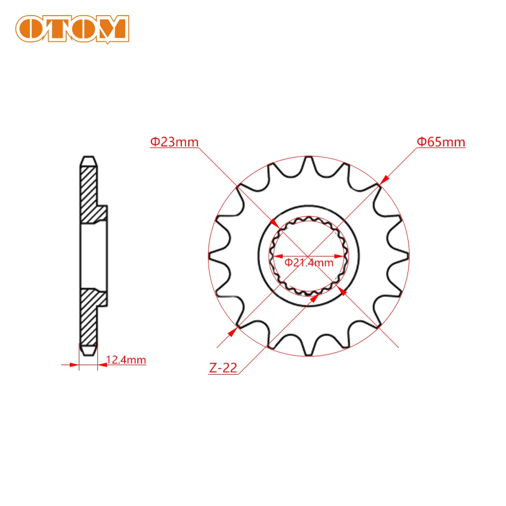 OTOM Motorcycle 428H Rear Chain Plate 45T 48T 50T Driven Front Sprocket 15T 428H-132 Link For Yamaha TRICKER XG250 Accessories