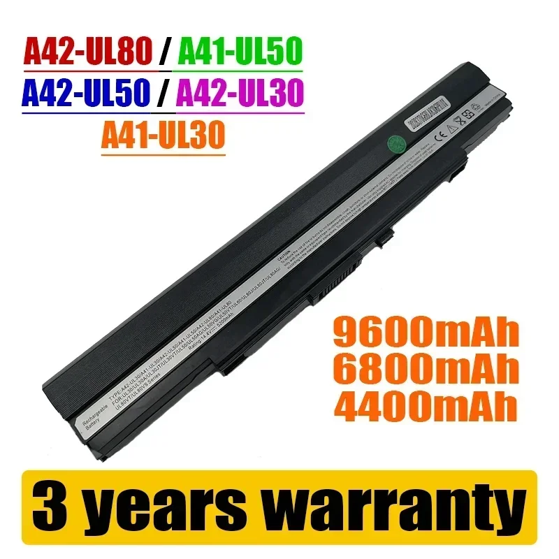 

9600mAh Battery for Asus U53F U53J U53JC U52F U43F U43J U43JC U33JC U33J UL80Vt UL50Vt UL30 UL50 UL80 A42-UL30 A42-UL50