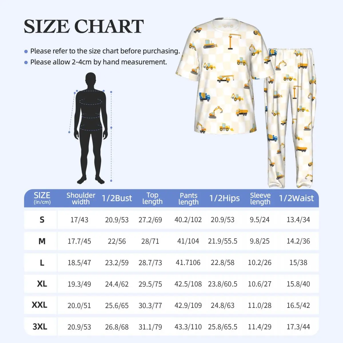 Men's short-sleeved pajamas two-piece trousers Cute Car Dump Truck home wear suit sleepwear view 6
