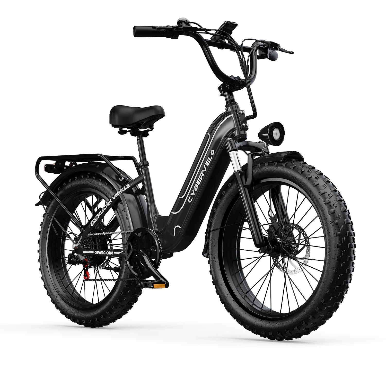 Cybervelo 26' Electric Bike Fat Tire 1000W Peak 48V 25Ah Long-lasting Removable Battery 7-Speed City Commute All-terrain E-Bike Adults EK10