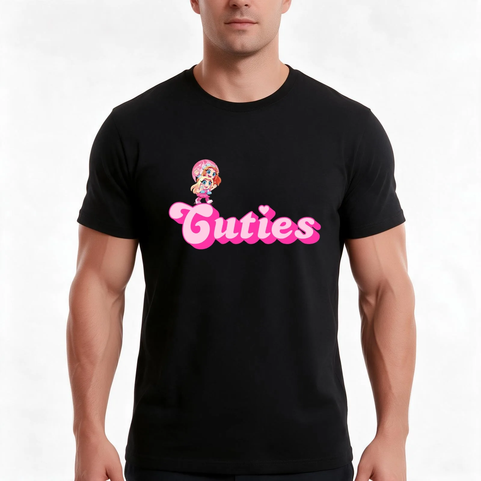 mackenzie Hey Cuties T-Shirt, Summer Casual Cotton Tee, Oversized Streetwear Tops, Vintage Graphic Print, Loose Fit Short Sleeve