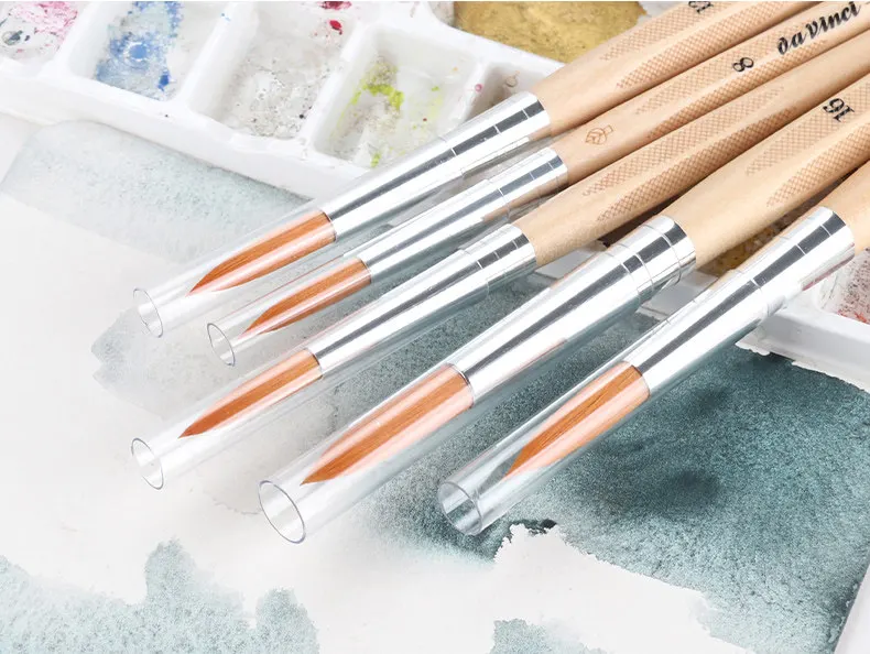 Deutscher Da Vinci Student Series 303 Junior-Pinsel, rund, elastisch, synthetisch, mit lackiertem, nicht rollendem Griff für Aquarelle – Detail 10