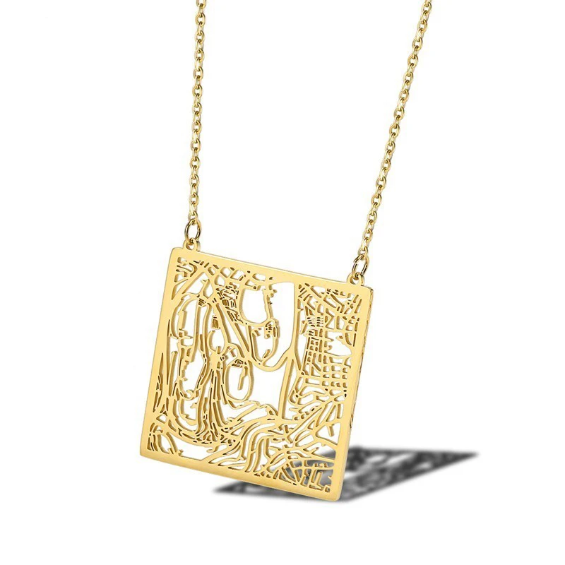 Jerusalem City Map Israel Jewish Trip Hebrew Star David Passover Accessories Pendant Necklaces In Stainless Steel