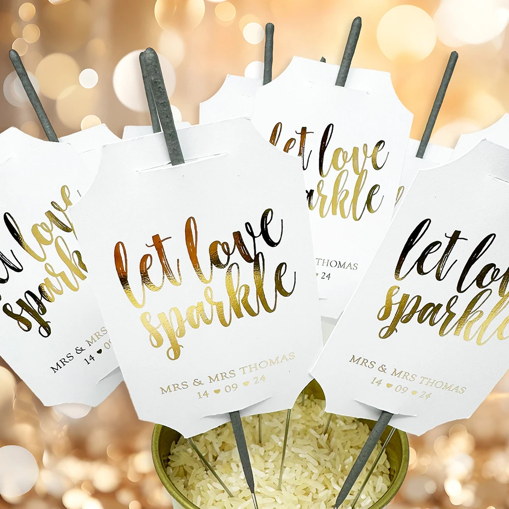 Personalised 50pcs Ticket Wedding Sparkler Tags for  Engagement Parties party anniversary Custom Wedding Firework Sparkler Card