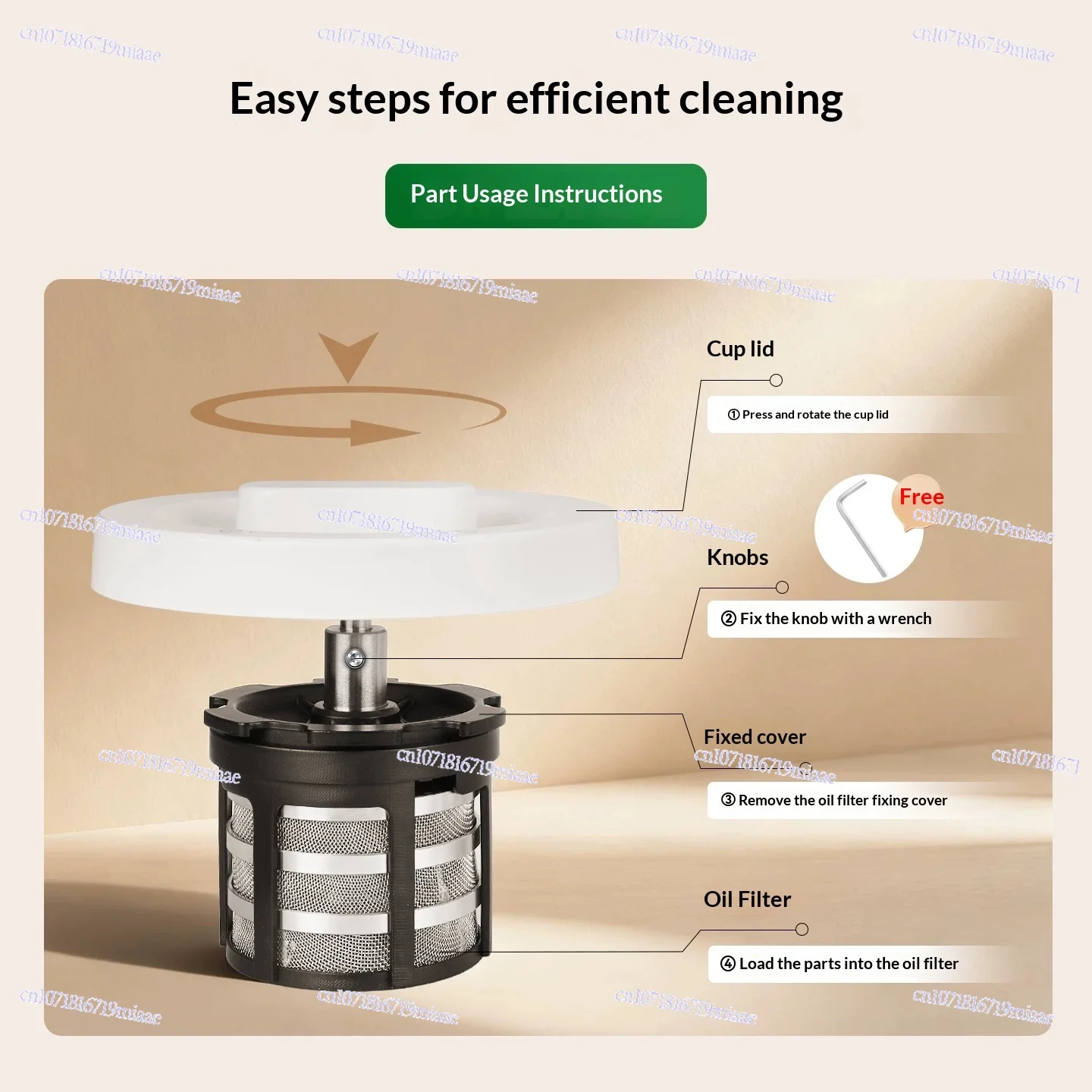 Compact Automatic Ultrasonic CleanerWatch Parts, Straps, and Screws Built-in Removable Oil Filter 360° Deep Cleaning