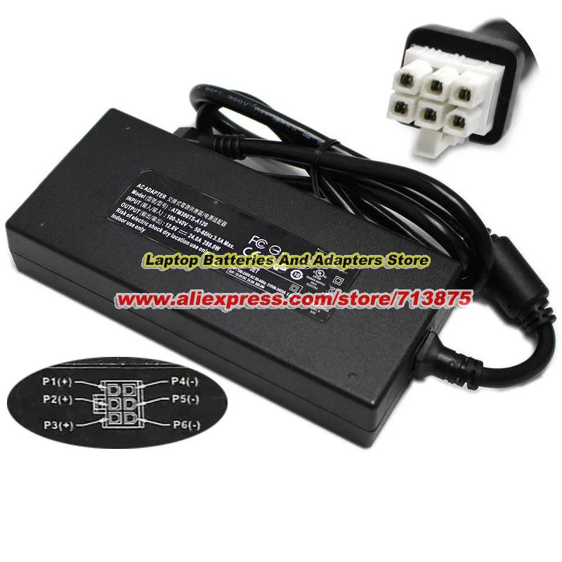 Genuine ATM300TS-A120 AC Adapter 12V 24A 288W Charger for ADAPTER TECH Power Supply with Molex 6Pins tip