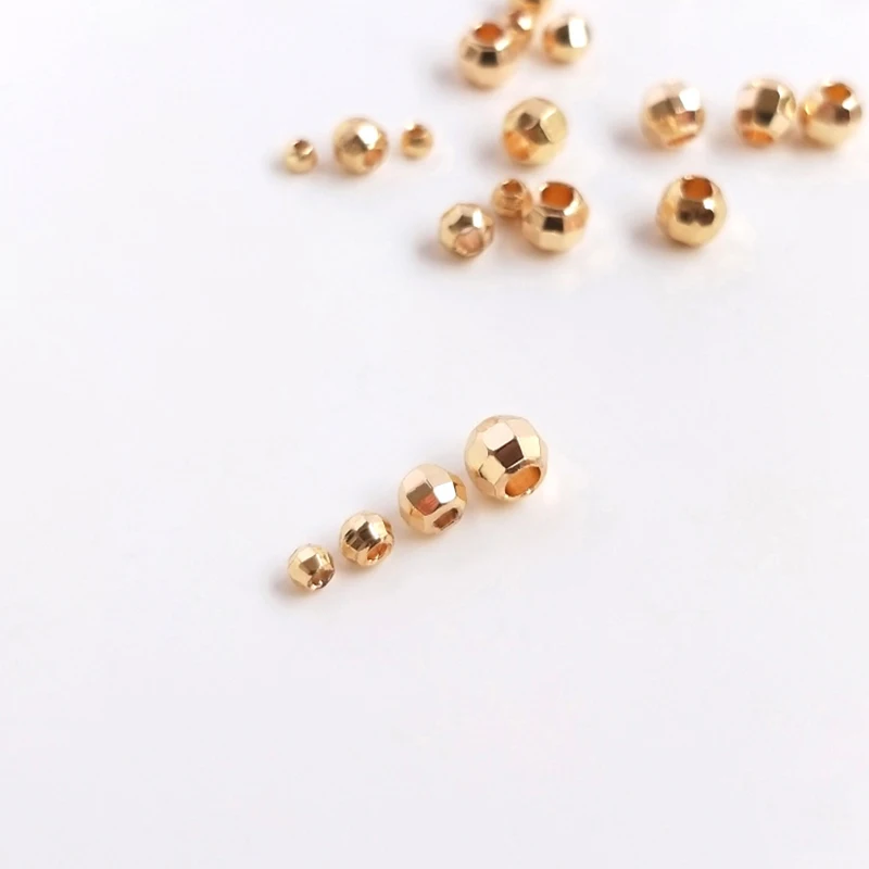 

20 pieces 2.5mm 3mm 4mm 5mm 14K Gold Color Plated Brass Faceted Beads Spacer Beads High Quality DIY Bracelet Jewelry Accessories