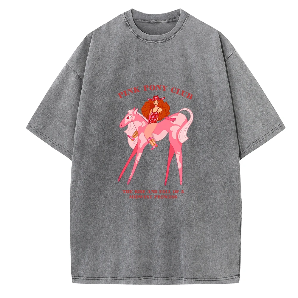 Chappell Roan Pink Pony Club 2024 Harajuku Music Fans Gift Shirts Vintage Summer Regular Unisex O-Neck Cotton Short Sleeve