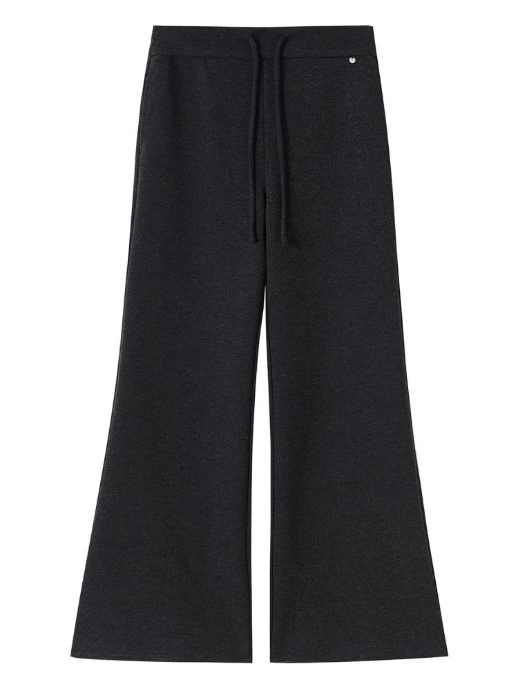 Diepgekleurde wollen wijde pijpen broek dames lente herfst 2026 nieuw Thiened hoge taille losse drapering casual rechte lange broek
