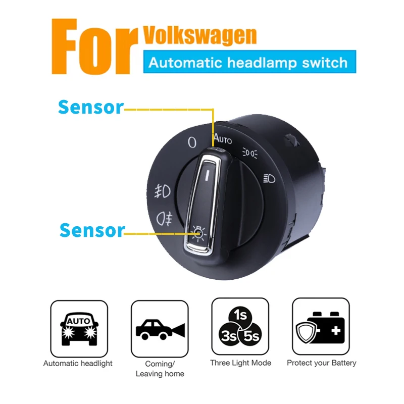 Car Automatic Fog Headlight Control Switch For VW Volkswagen Golf GTI MK7 Tiguan Touran T-Cross Multivan Polo T-Roc 5G0941431AJ