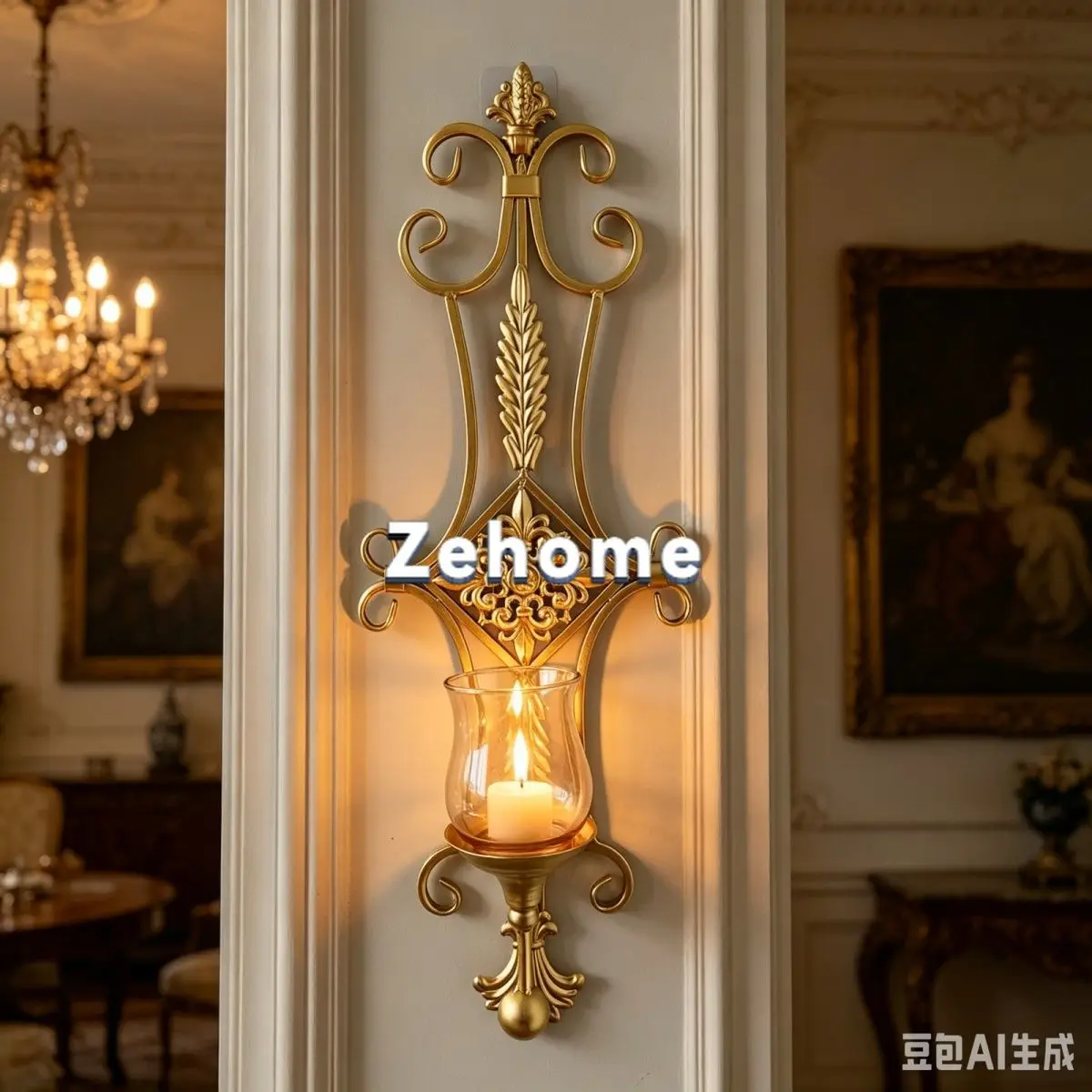 European Retro Wrought Iron Candlestick Wall Lamp Living Room Wall Decor 74*25.5cm