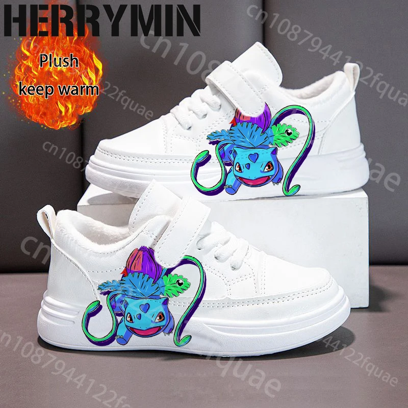 

Рождественский подарок Pokemon Charizard, детская обувь для мальчиков и девочек, зимняя плюшевая теплая простая толстая подошва, белая повседневная обувь