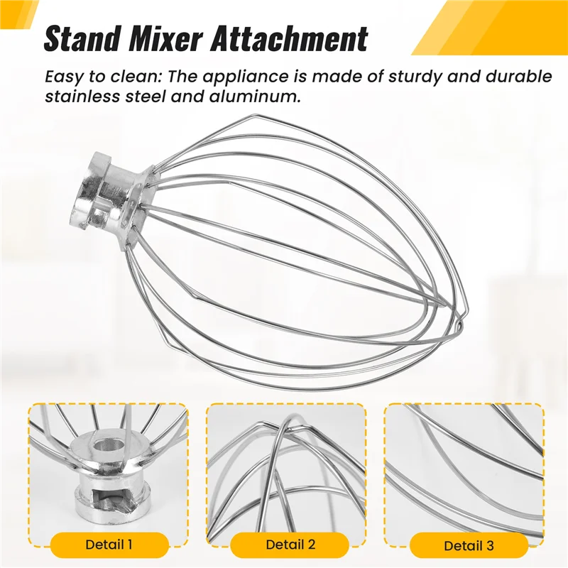 سوط سلك A59E لخلاط حامل كيتشن ايد 5QT رفع و6QT، مرفق خفق، استبدال محرك كريم البيض من الفولاذ المقاوم للصدأ