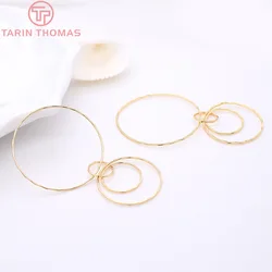 (2126)4PCS 35x70MM 24K Gold Color Brass Rounds Earrings Charms Pendants High Quality DIY Jewelry Making Findings