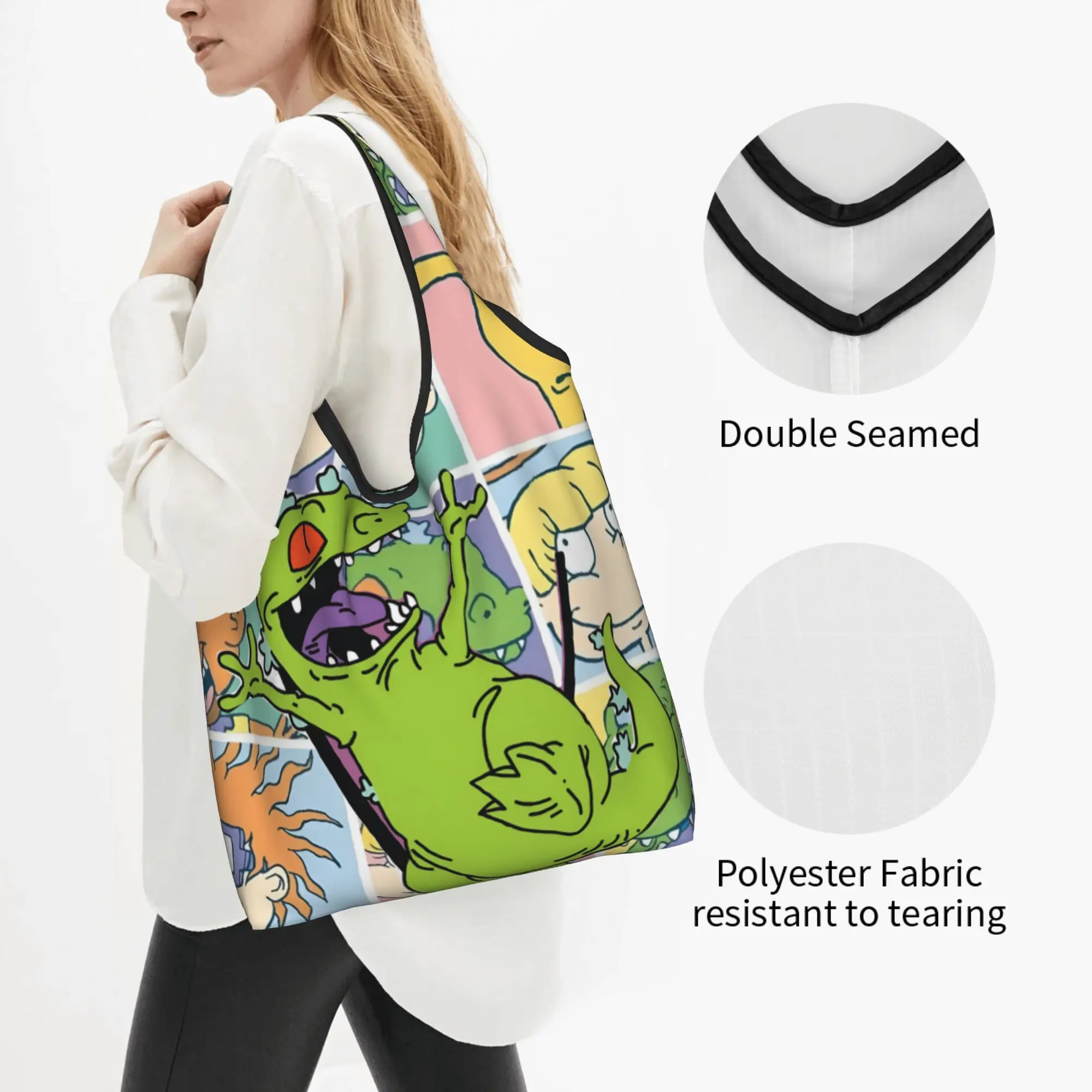R-Rugrated Manga Movie Comics Grocery Shopping Bags Funny Shopper Tote Shoulder Bags Large Capacity Portable  Handbag