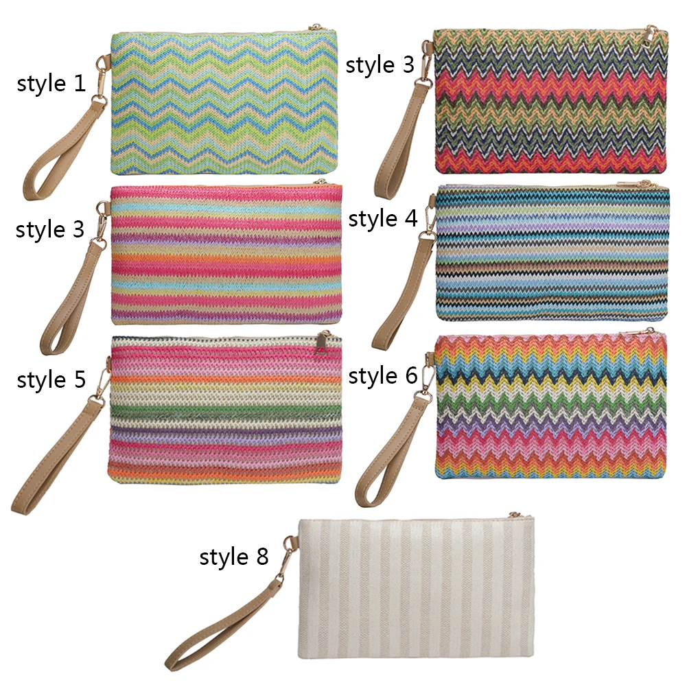 

Female Tote Bag Colourful Hand-woven Straw Bag Handmade Vintage Casual Portable Elegant Simple Exquisite for Weekend Vacation