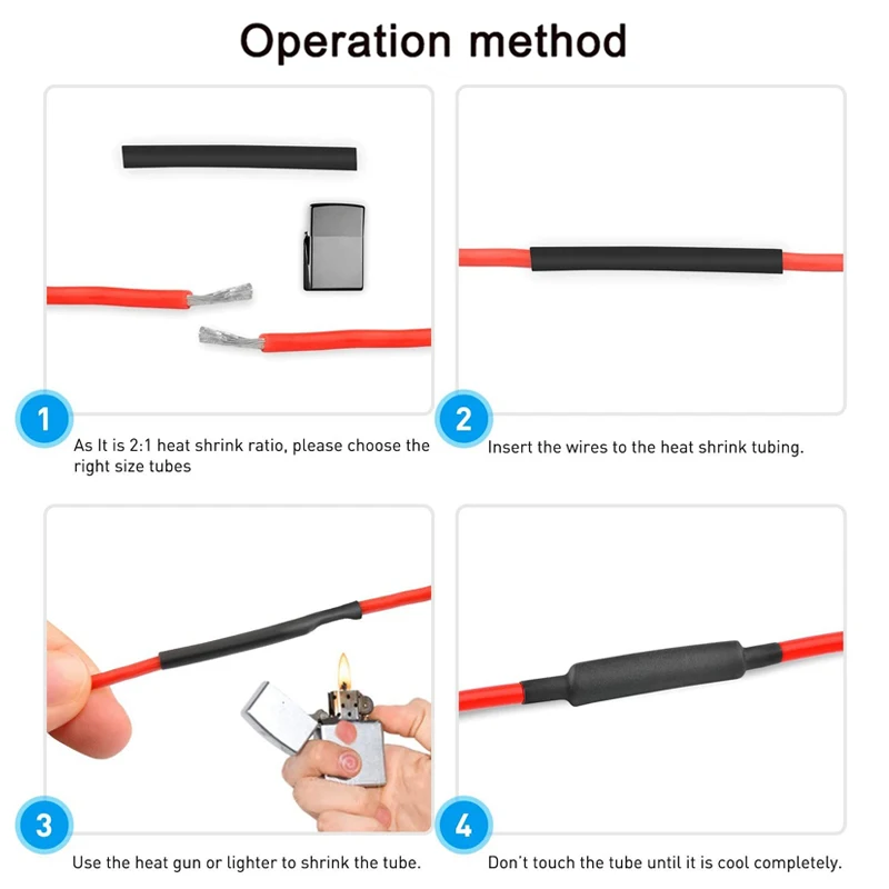 Thermoresistant Tube Heat shrink tube for cables 2:1 Heat Shrink Tubing Terminals Insulation Electronics Kit