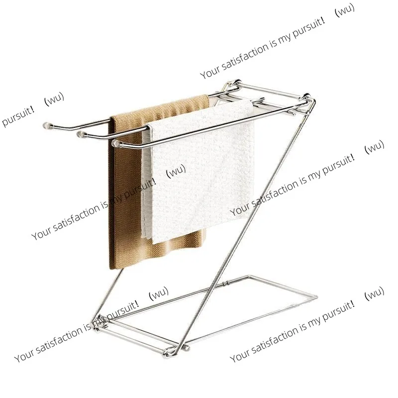 for Kitchen Sink, Bathroom & Vanity Organization HeMu Foldable Z-shaped Hand Towel Stand, Stainless Steel Countertop Towel Rack
