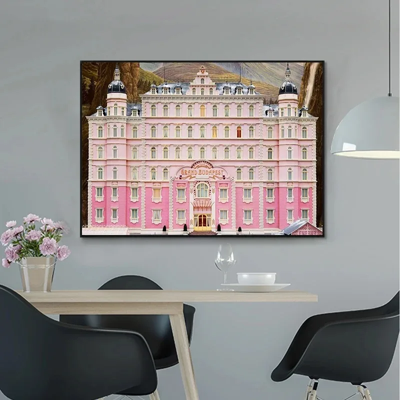 The Grand Budapest Hotel Poster Wes Anderson Pink Retro Art Canvas Painting Print Minimalist Movie Wall Home Decor Holiday Gifts