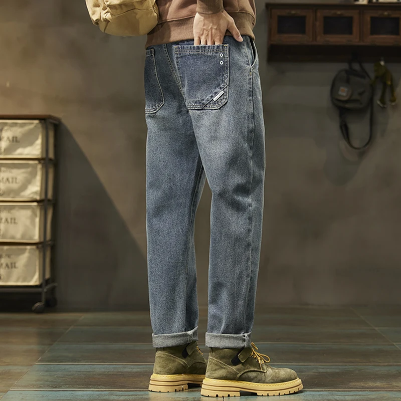 

Новые мужские свободные шаровары, модные повседневные прямые джинсы в стиле ретро, хлопковые уличные джинсовые брюки высокого качества в стиле хип-хоп для подростков