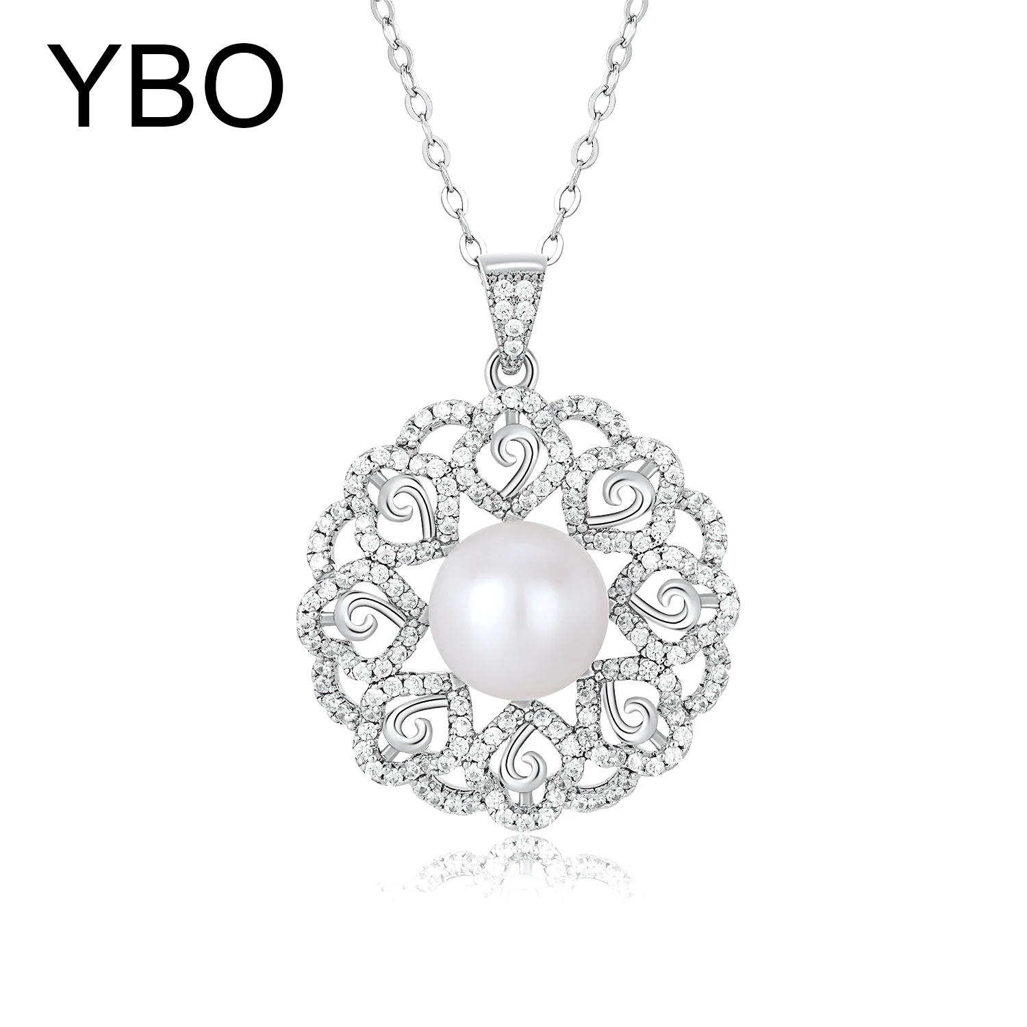 

YBO Natural Freshwater Pearl Beads Pendant Necklaces For Women 925 Sterling Silver Zircon Luxury Jewelry Party Dating Jewels