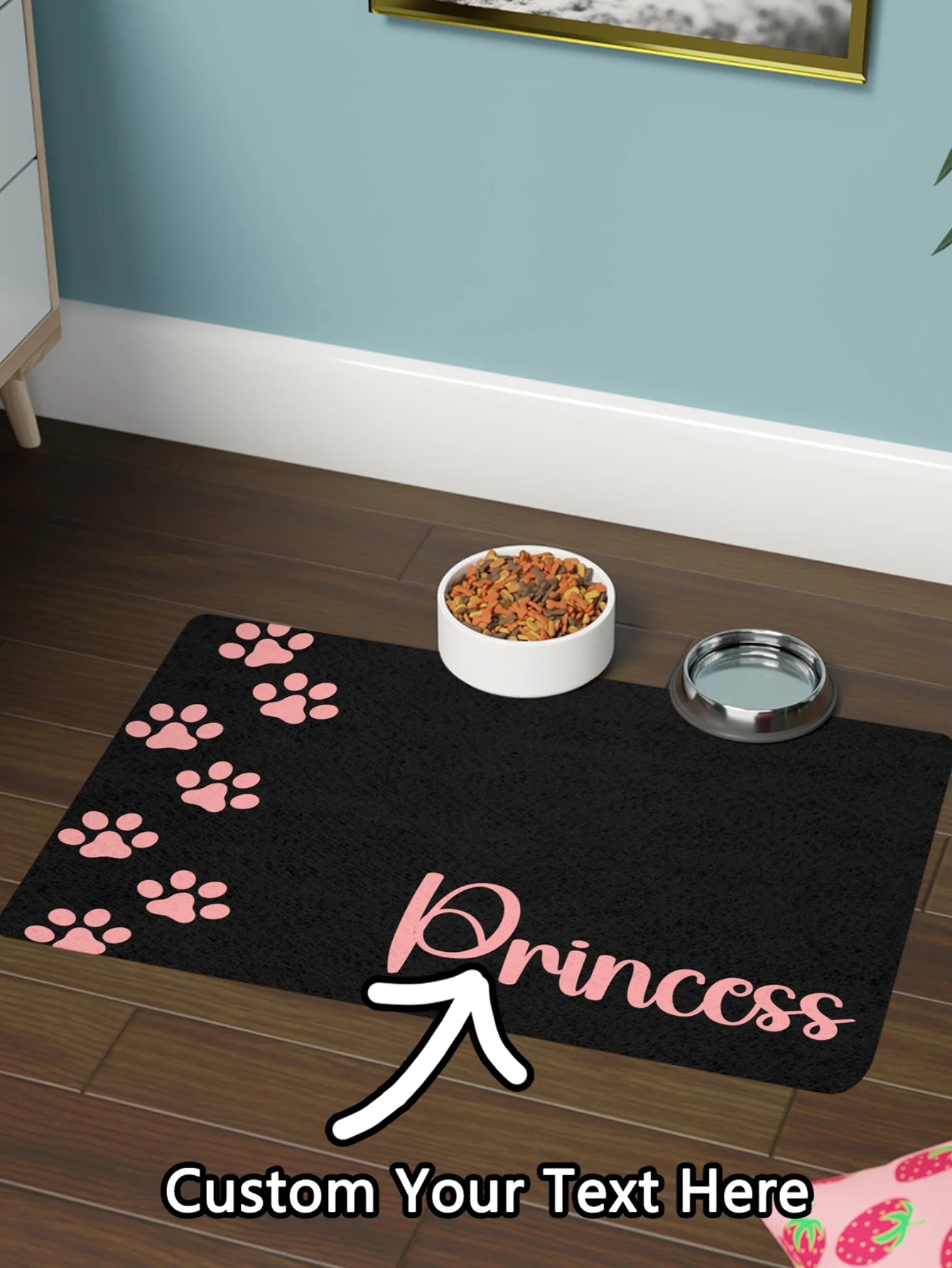 Customized pet paw print placemats - personalized dog food and cat food mats - gifts for pet lovers - exclusive for dog lovers