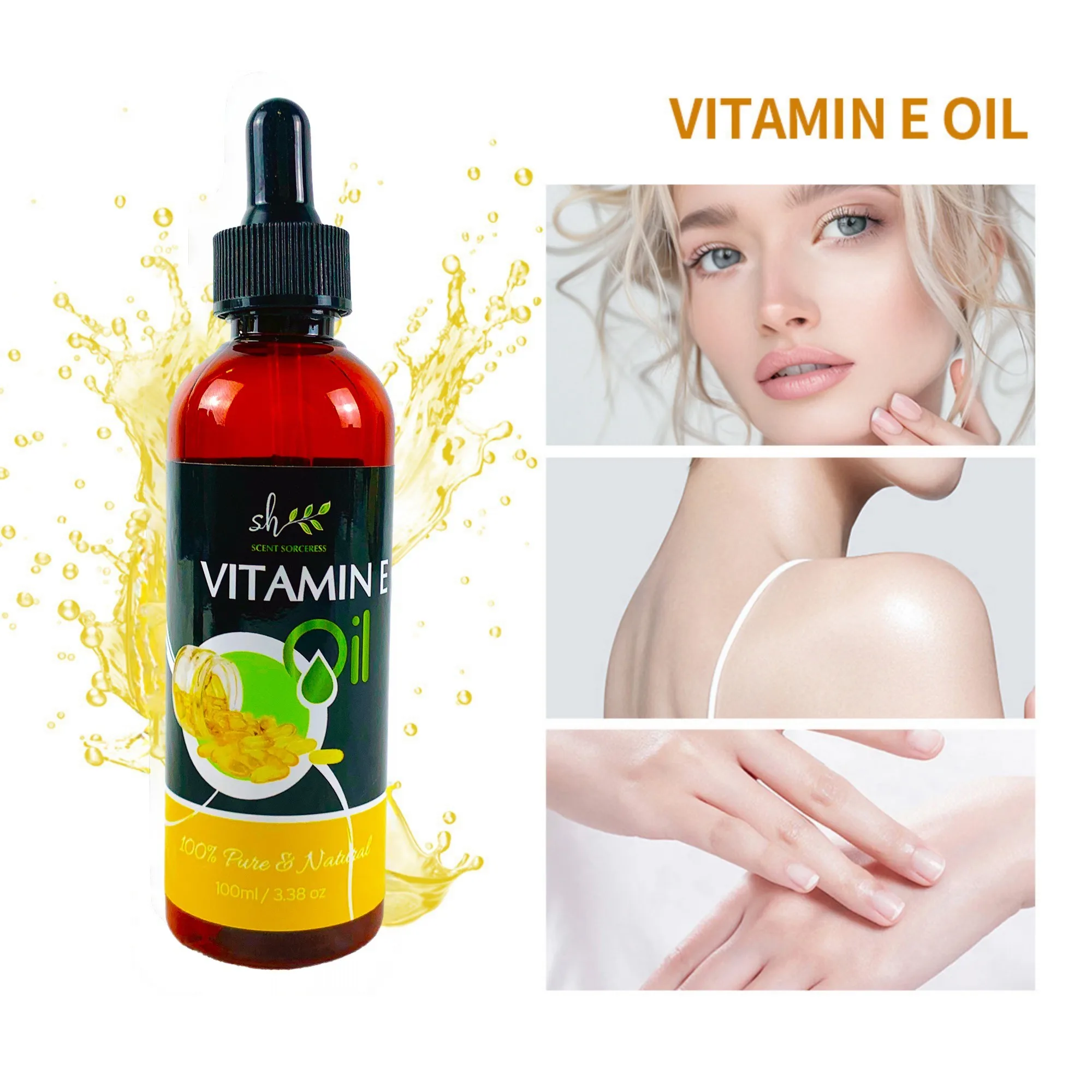 100 ml 2026 Nieuwe Vitamine E Massage Olie met Druppelaar Massage Essentiële Olie Voedende Fleuren Witter Huid voor Diffuser Aromatische olie
