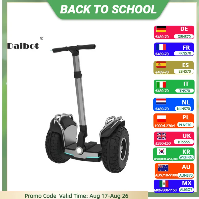 Daibot Off-Road-Elektroroller für Erwachsene, 19-Zoll-Selbstausgleichsroller, 1200 W x 2, intelligenter Mobilitätsroller mit APP/Bluetooth