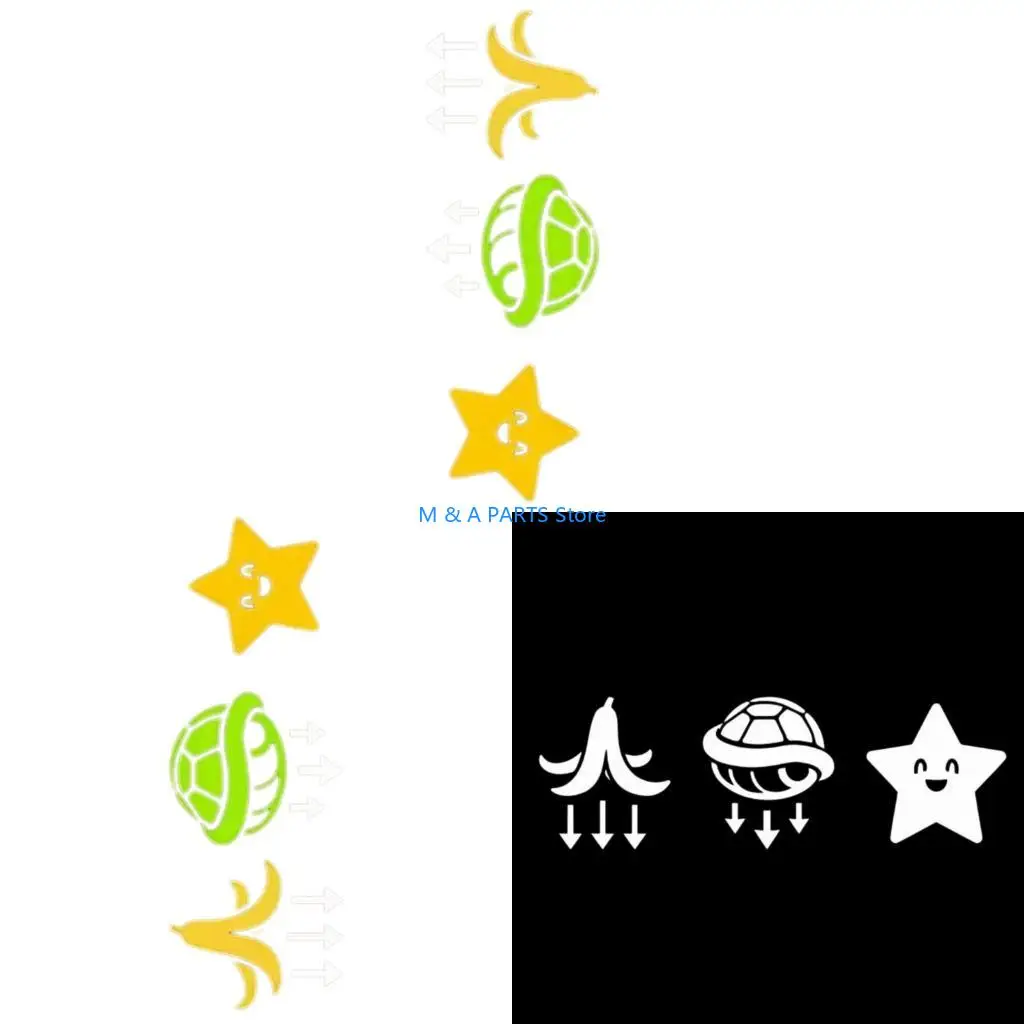 U1JF Creative PVC Car Button Decals Stickers With Playful Banana And Star Patterns