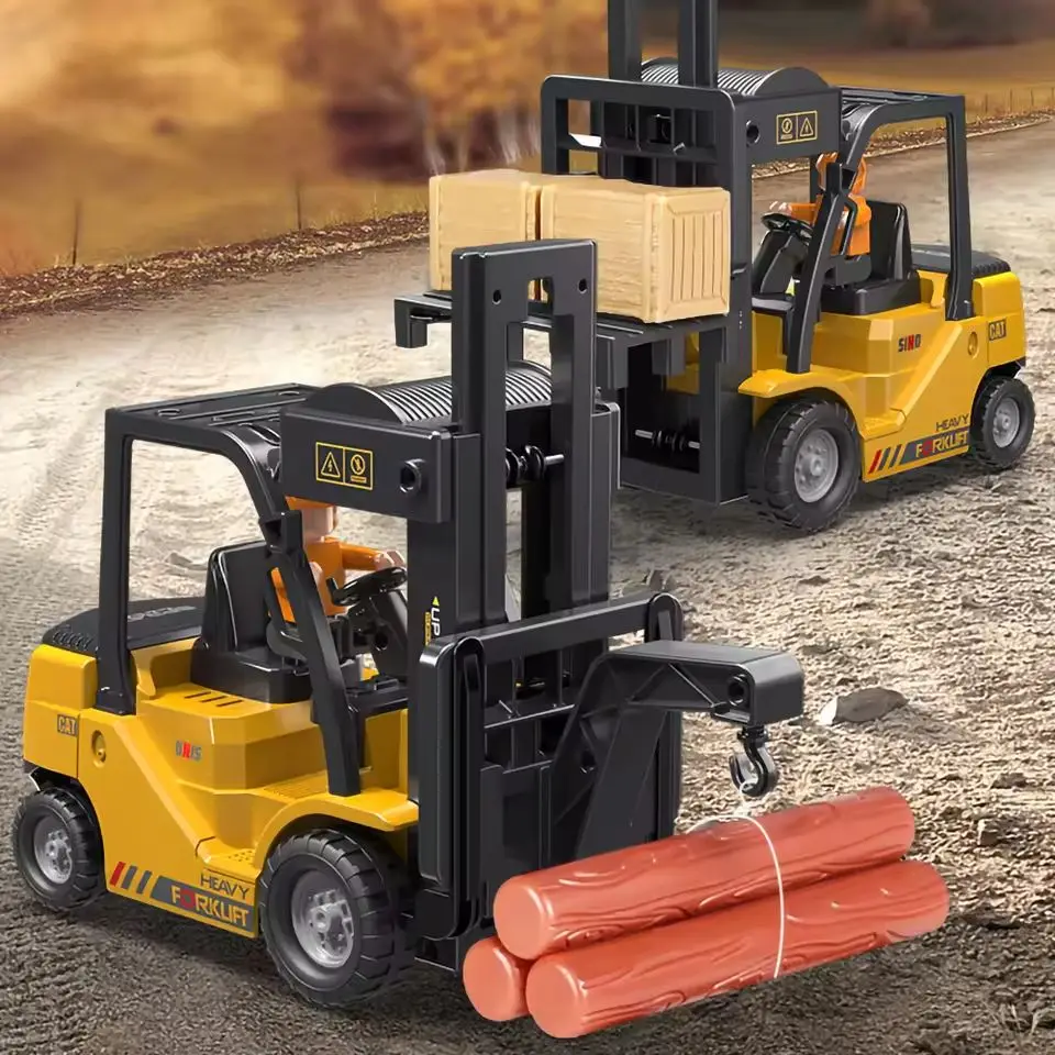 RC Forklift 1/10 Forklift Excavator Crane 2.4G RC Construction Engineering Lifting Toy Warehouse Lift Truck Toys Gift