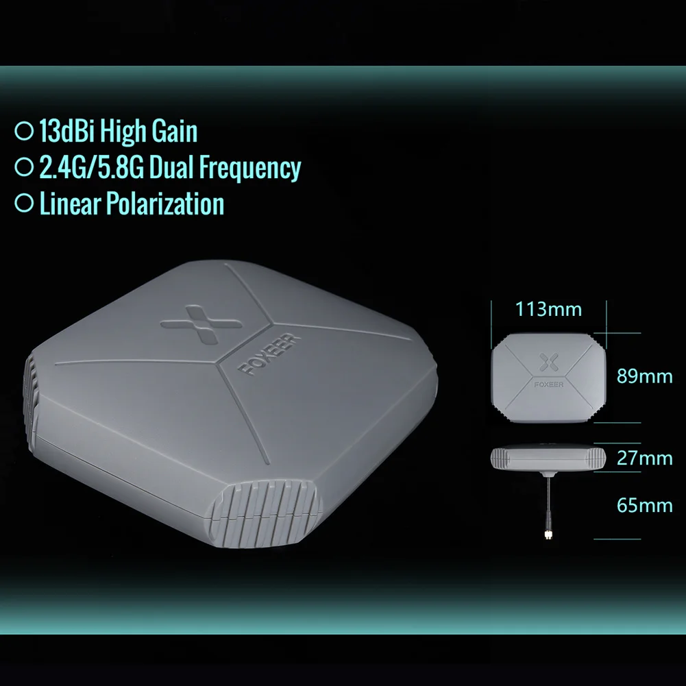 FOXEER-Antenne FPV Directionnelle à Gain ÉWerSMA/RPSMA pour Drone RC, Longue Portée, Echo 2 Max 13dBi 5.8G/2.4G, Touriste Mort