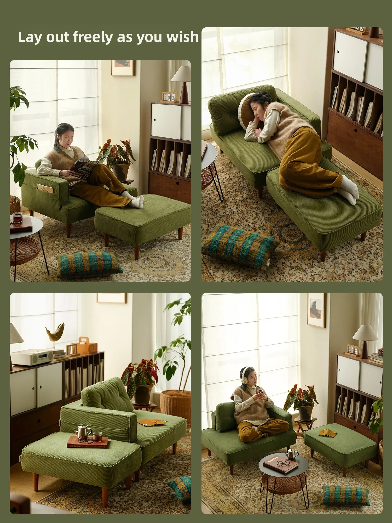 Reading area fabric sofa small apartment living room removable and washable corner module combination corner sofa